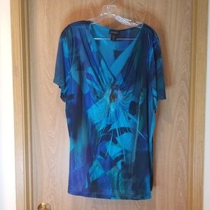 Lane Bryant Shiny Blue Blouse